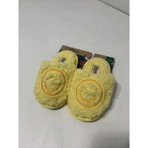 Dluxe by Dearfoams Kids Happy Face Slides Slippers Smile Smiley Emoji Yellow 7/8